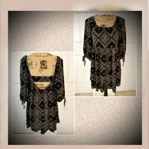 Smocked tunic blouse dress open back adorable FIRM ON PRICE